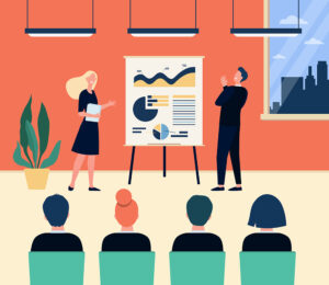 company coaches employees meeting